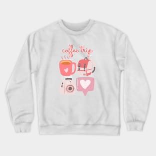 . Coffee Trip Instax Camera Nature Summer Outdoors Hipster Bike Travel Country Crewneck Sweatshirt